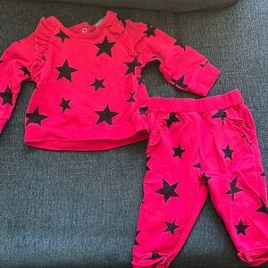 STAR SWEATSUIT hot pink black stars 9 months